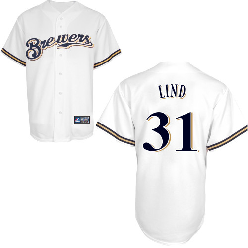 Adam Lind #31 Youth Baseball Jersey-Milwaukee Brewers Authentic Home White Cool Base MLB Jersey